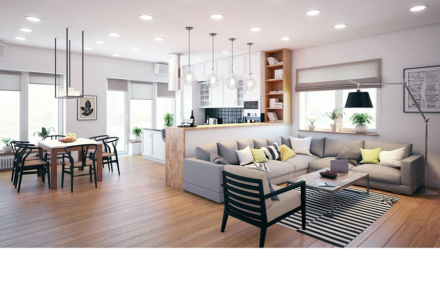 Кухни - гостиные до 37 м2